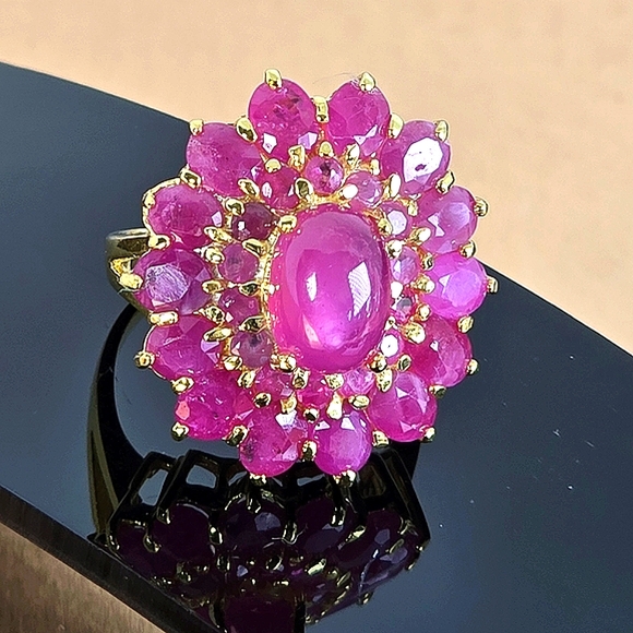 925 Sterling Silver Ring Sz 7 with Natural Ruby Gemstones - Picture 8 of 13